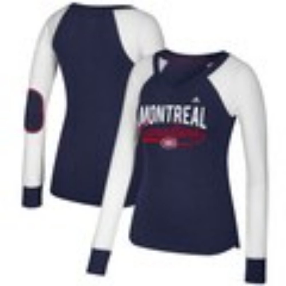 Women's Adidas Long Sleeve NHL Montreal Canadiens Long Sleeve Shirt Elbow Patch